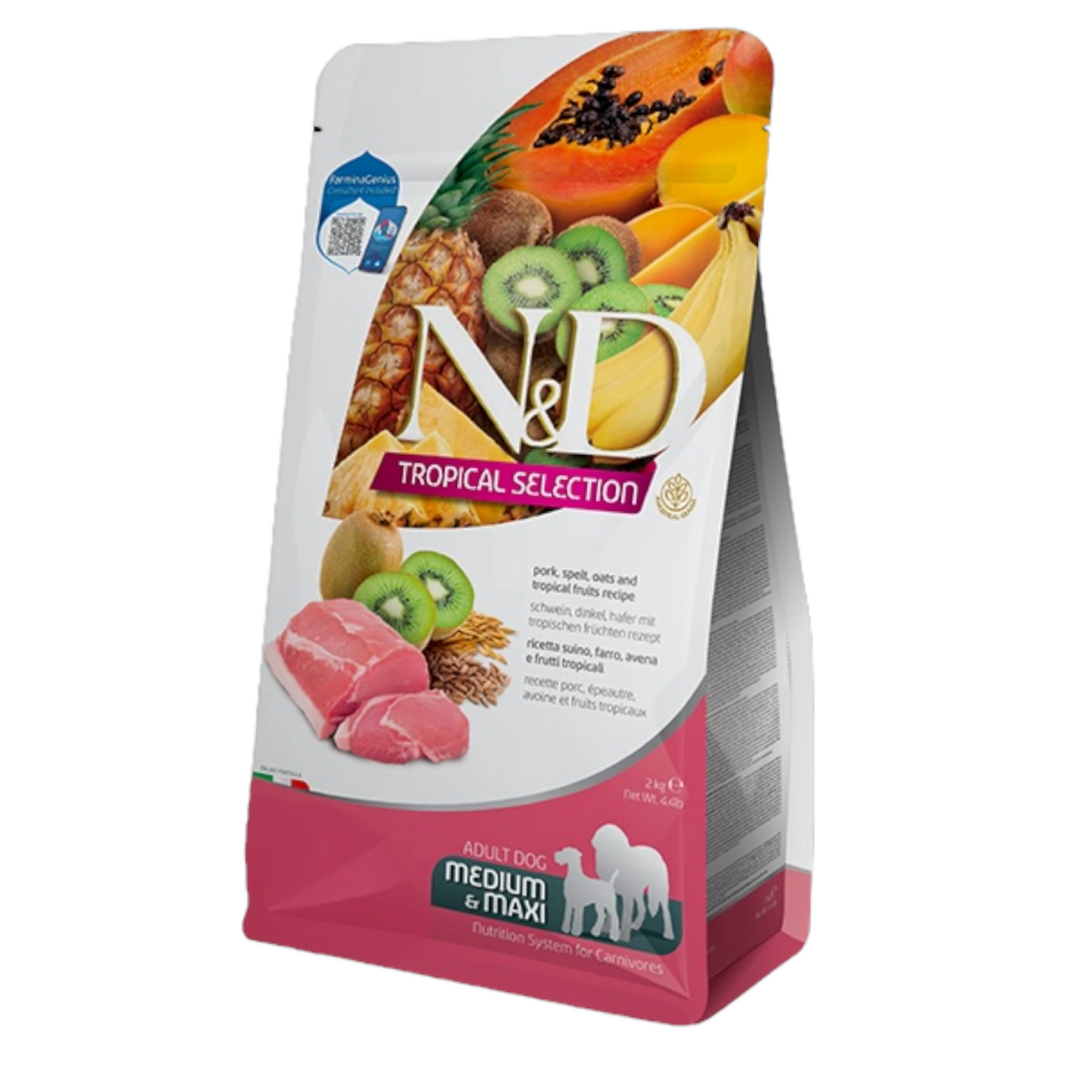 FARMINA N&D Cane Tropical Medium/Maxi Adult - Maiale, Farro, Avena e Frutti Tropicali 2Kg