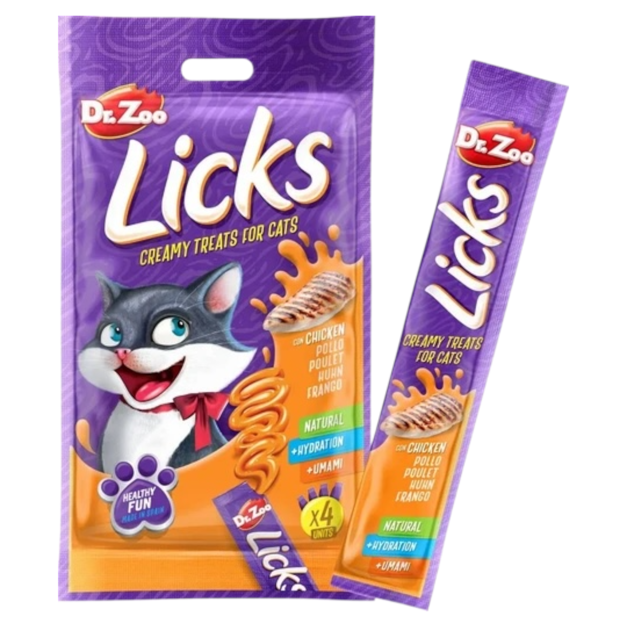 DR ZOO Cat Licks Creamy Snack Pollo 4pz
