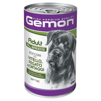 GEMON Cane All Breeds Adult Bocconi con Vitello, Fegato e Ortaggi 1,250Kg