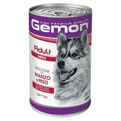 GEMON Cane Medium Adult Bocconi con Manzo e Riso 1,250Kg
