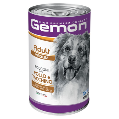 GEMON Cane Medium Adult Bocconi con Pollo e Tacchino 1,250Kg
