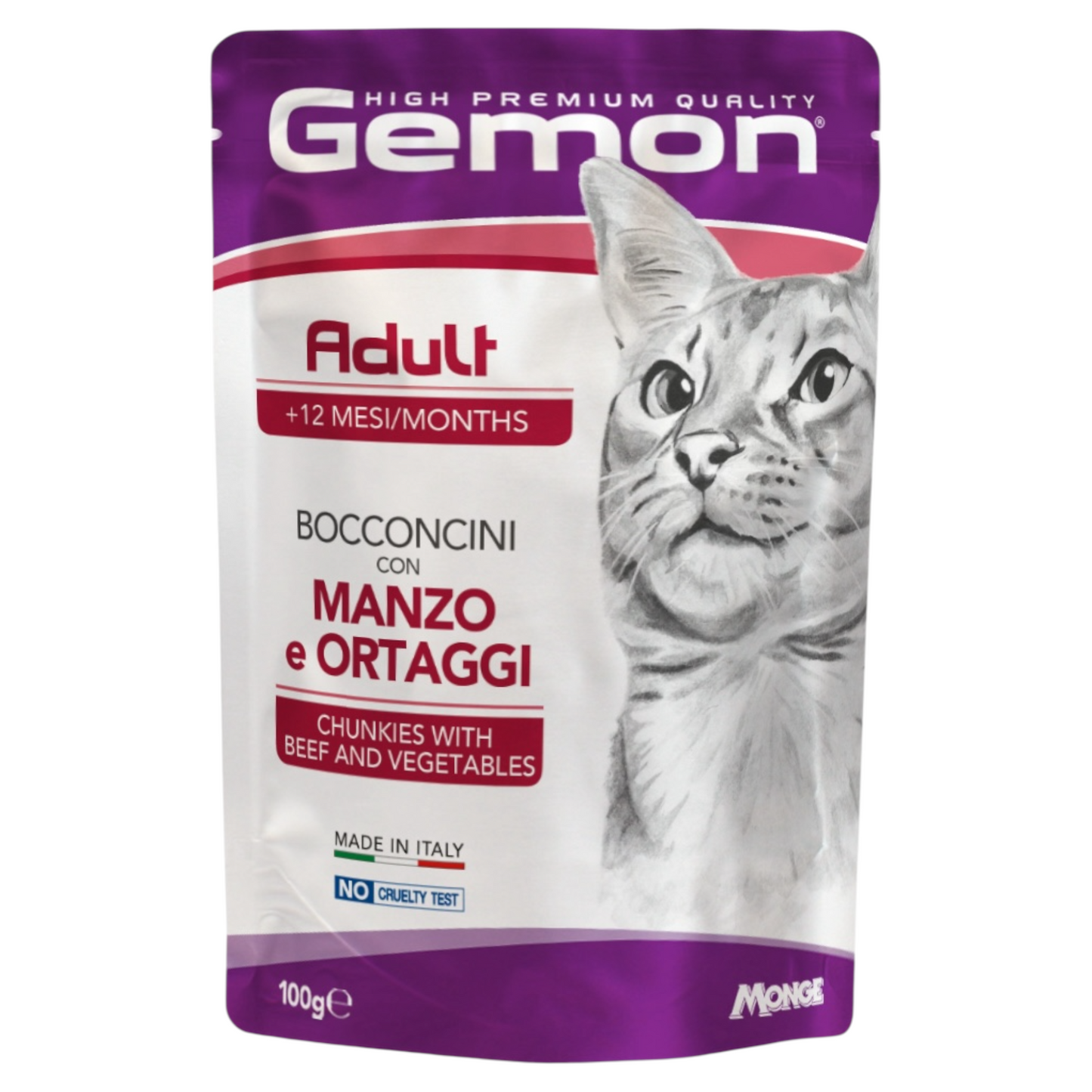 GEMON Gatto Sterilised Bocconcini con Manzo e Ortaggi 100gr
