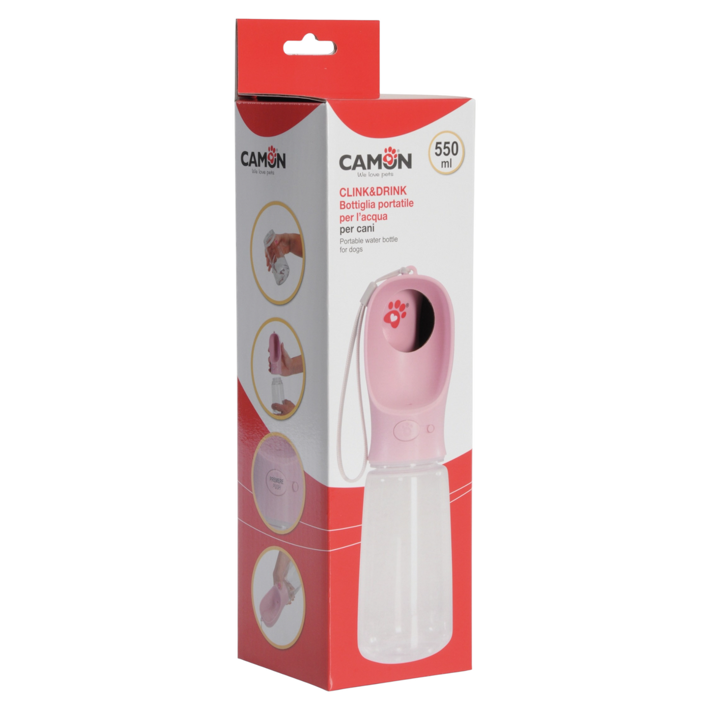 CAMON Click&Drink Bottiglia Portatile Rosa 400ml