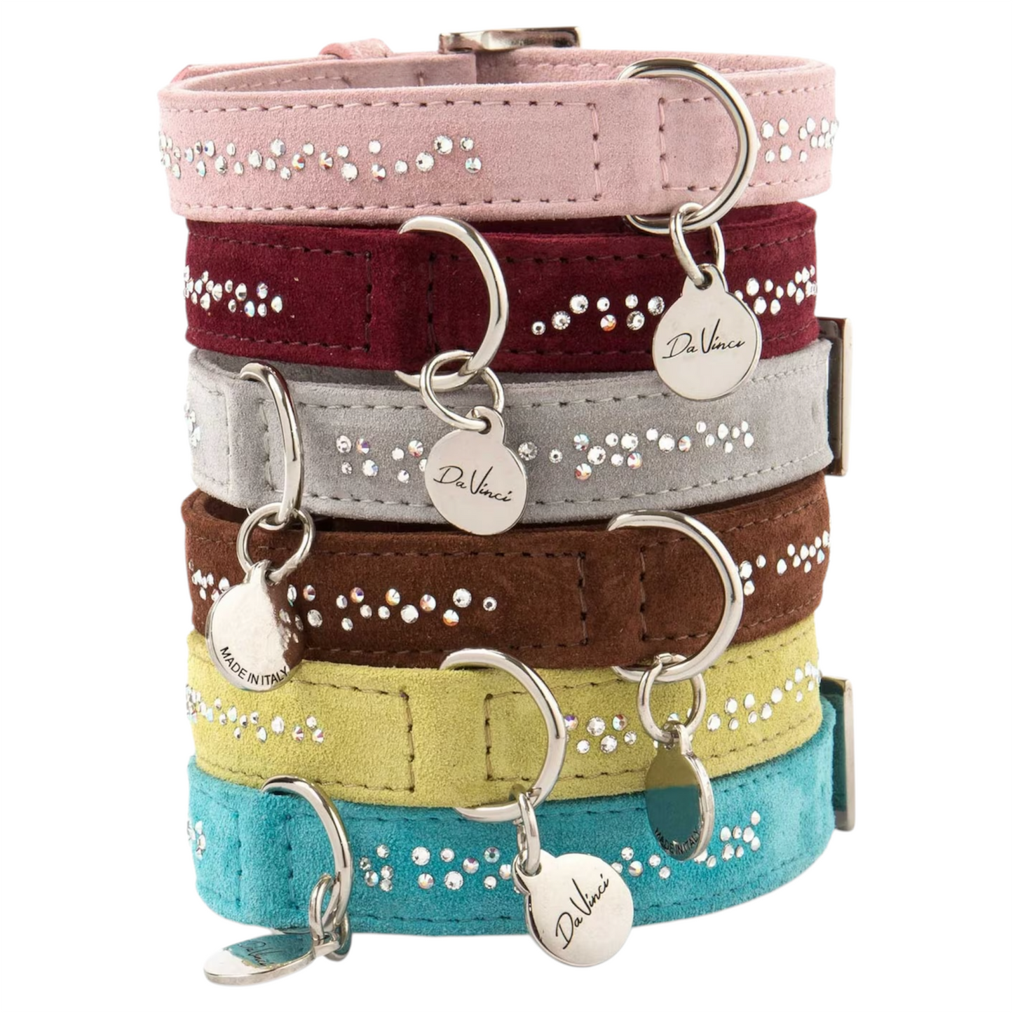 LEOPET Collare in camoscio con Swarovski