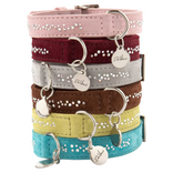 LEOPET Collare in camoscio con Swarovski