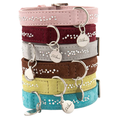 LEOPET Collare in camoscio con Swarovski