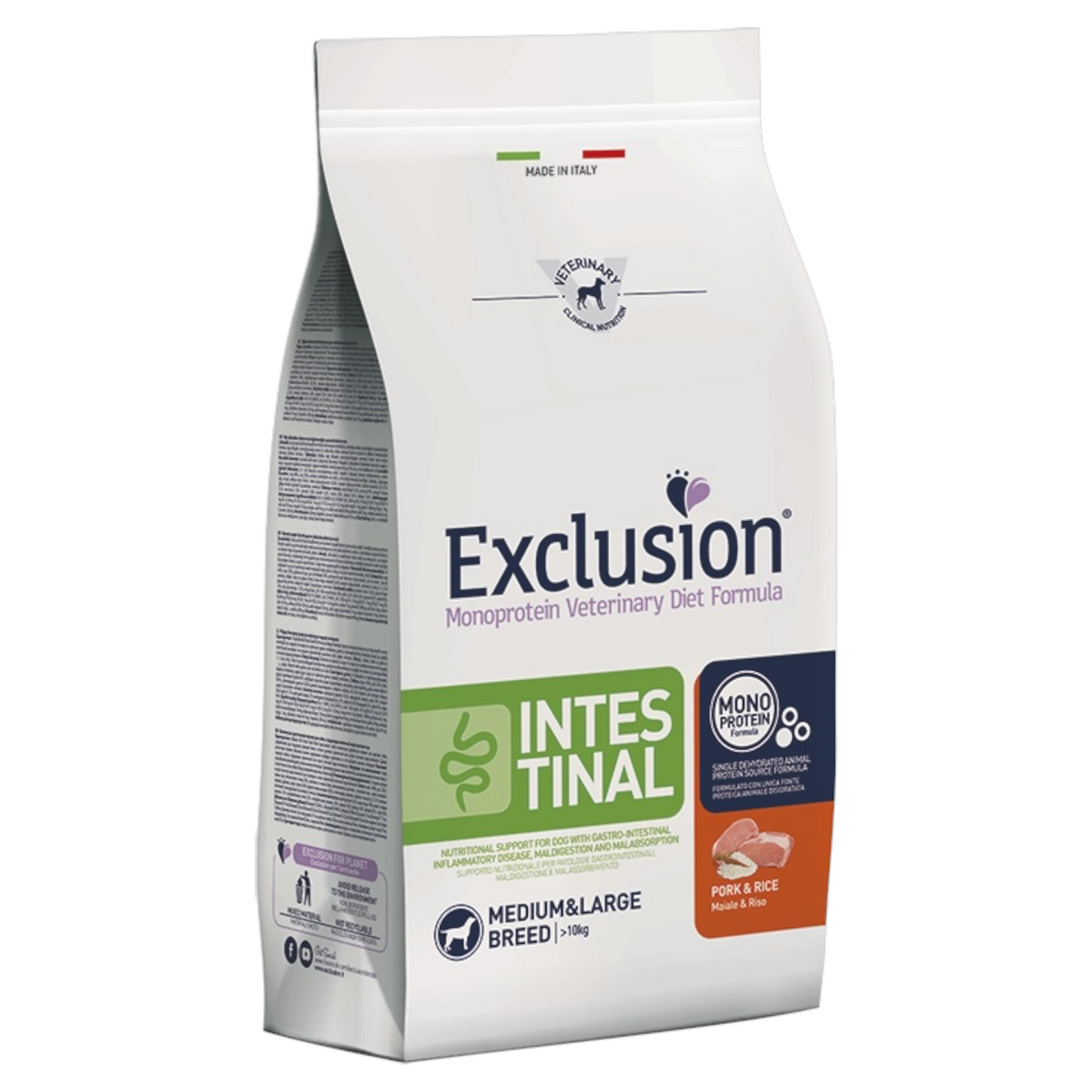 EXCLUSION Cane Intestinal Medium&Large Adult Maiale e Riso 12Kg