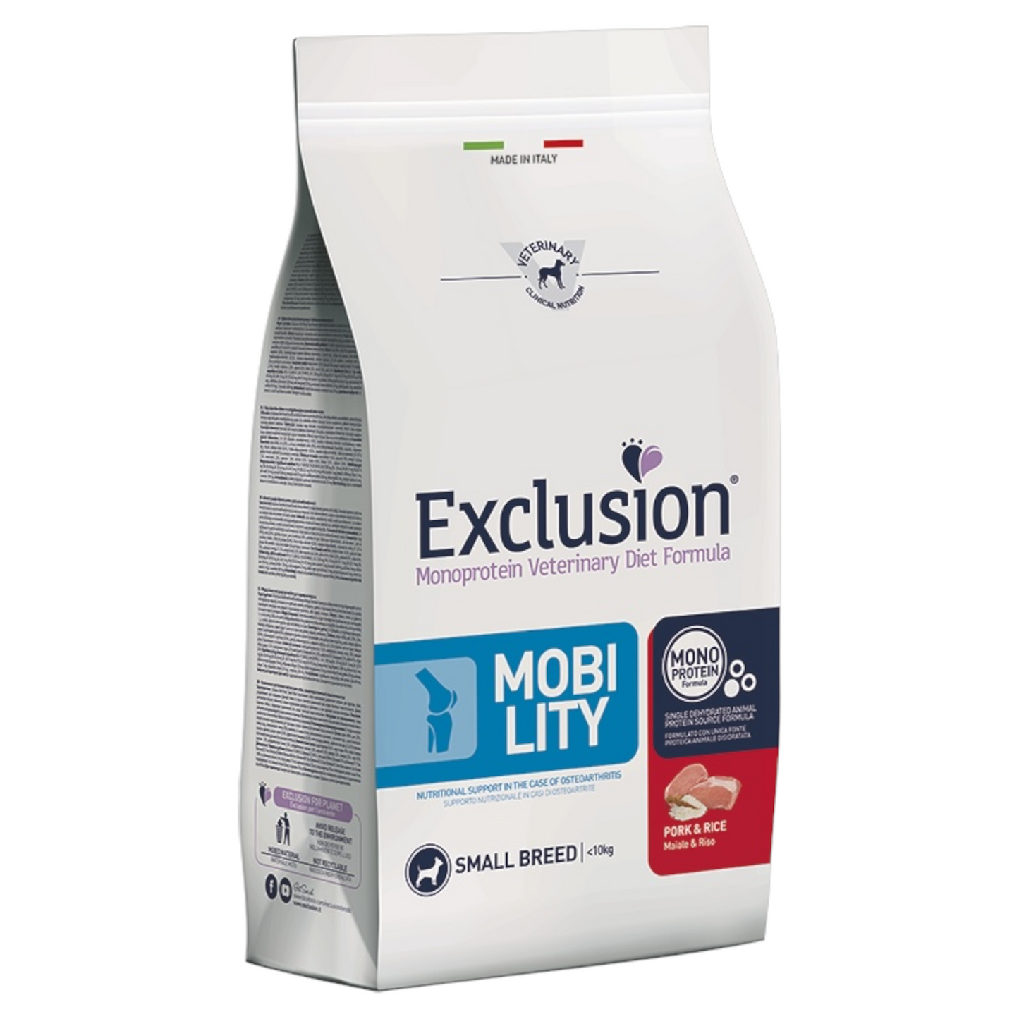 EXCLUSION Cane Mobility Small Breed Maiale e Riso 2Kg