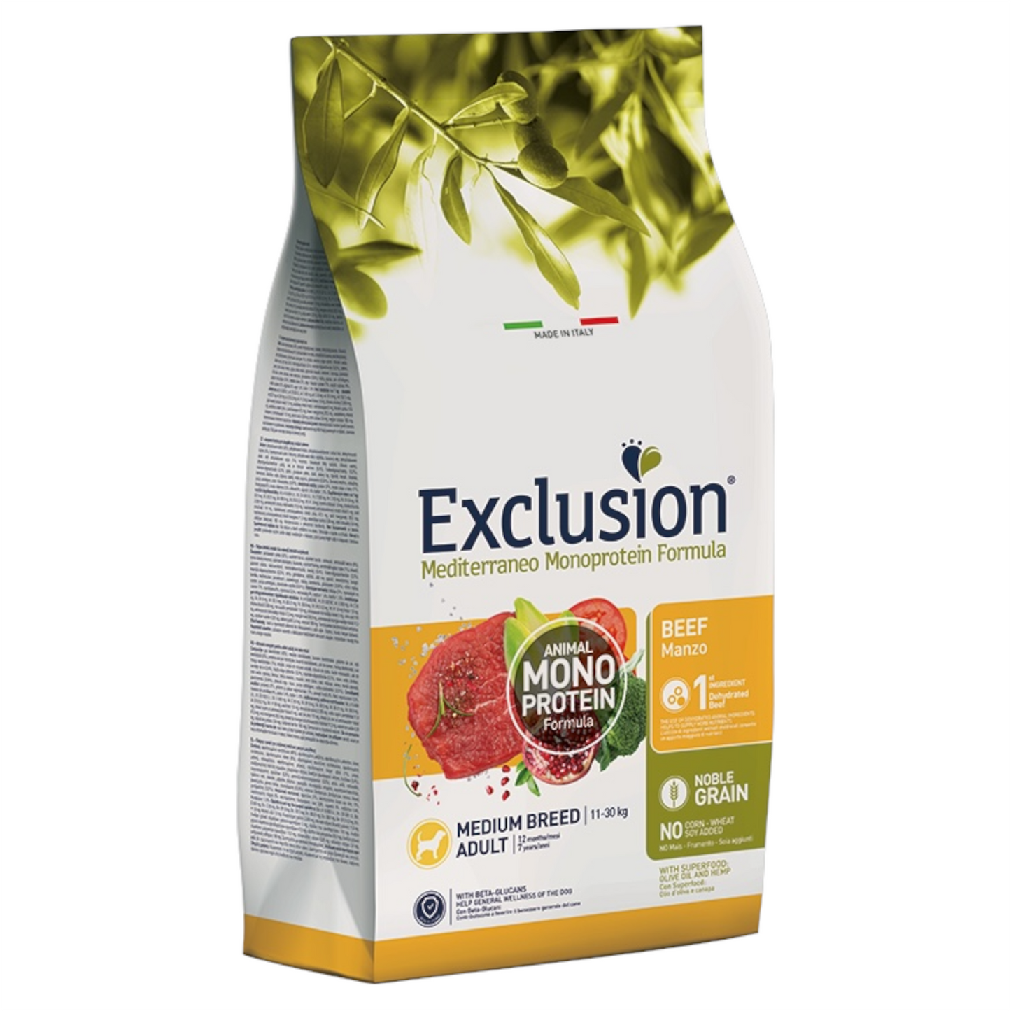 EXCLUSION Cane Mediterraneo Medium Adult Manzo 12Kg