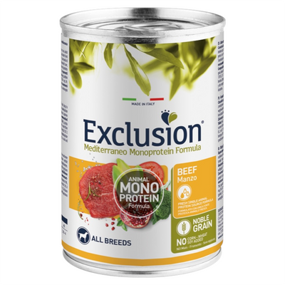 EXCLUSION Cane Mediterraneo Monoproteico All Breeds Manzo 400gr