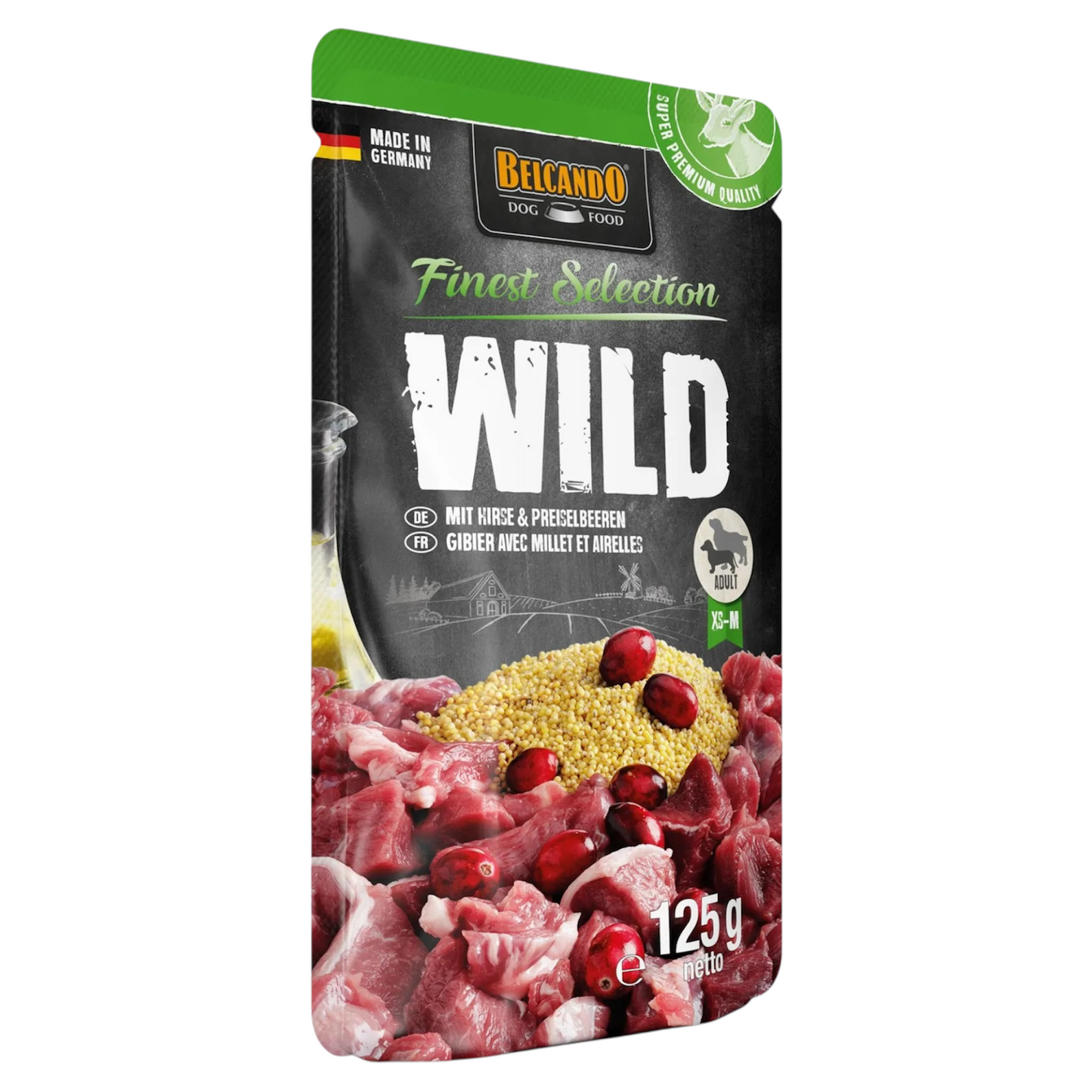 BELCANDO Cane Cervo con Miglio e Mirtilli Rossi 125gr