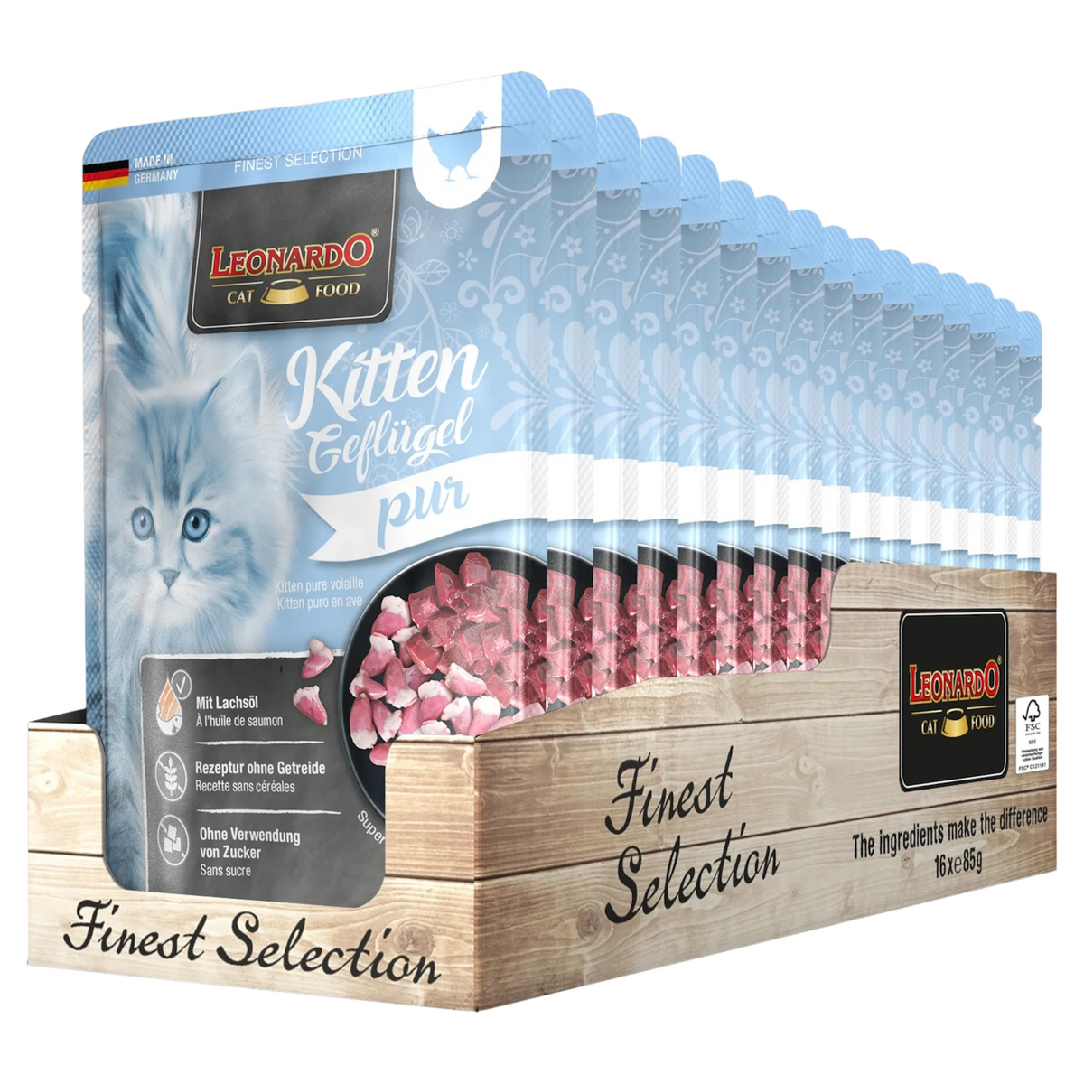 LEONARDO Kitten Pollo 85gr (Pack 16pz)