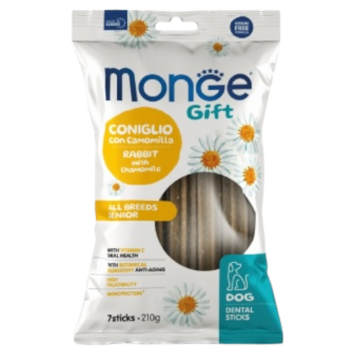 MONGE Gift Cane Dental Senior Coniglio con Camomilla 210gr