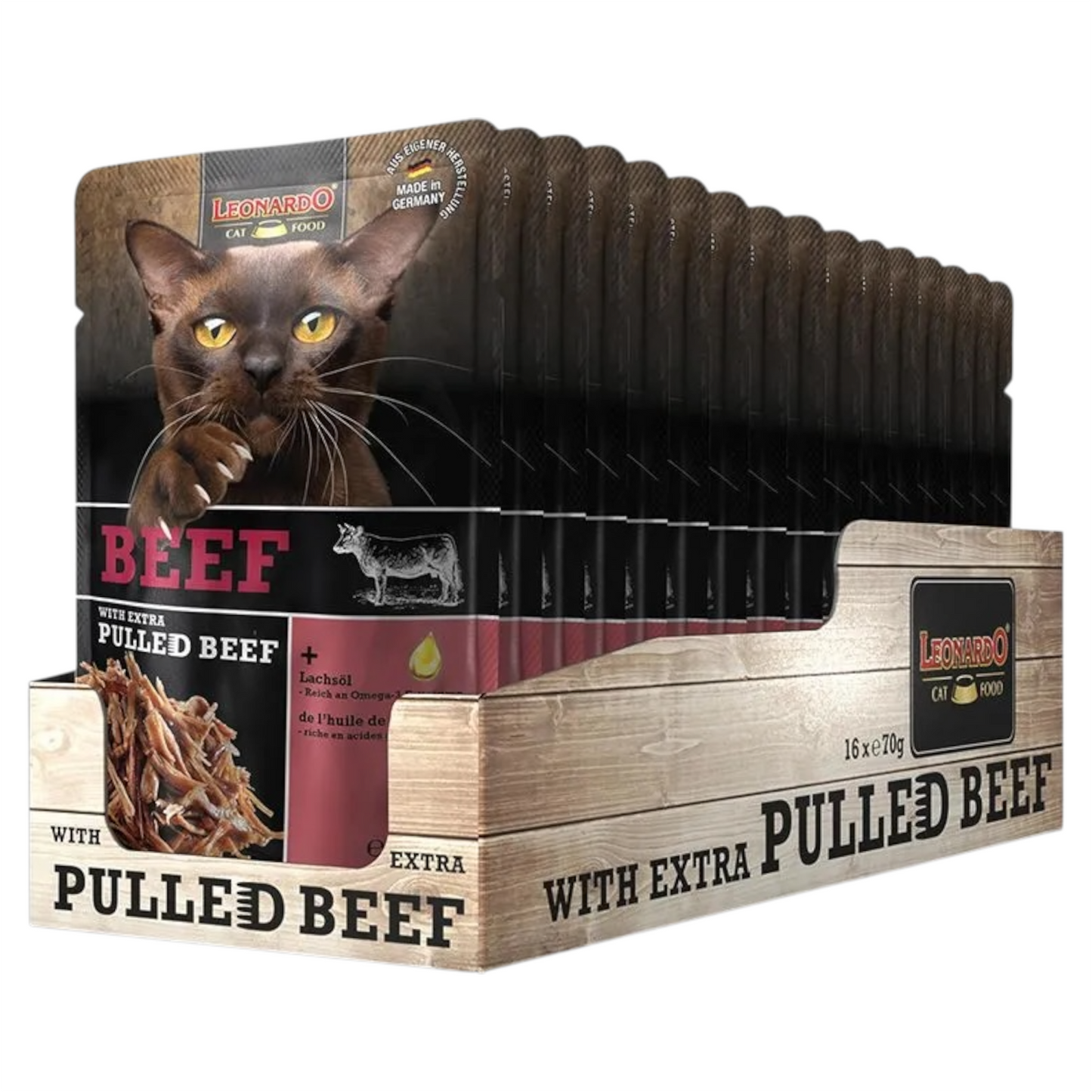 LEONARDO Manzo + Extra Pulled Beef 70gr (Pack 16pz)