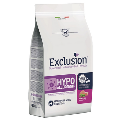 EXCLUSION Cane Hypoallergenic Medium&Large Adult Maiale e Piselli 12Kg