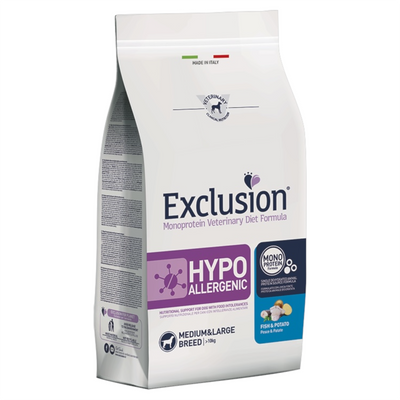 EXCLUSION Cane Hypoallergenic Medium&Large Adult Pesce e Patate 12Kg