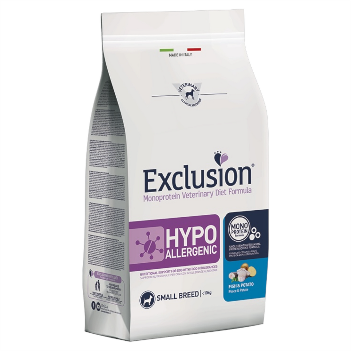 EXCLUSION Cane Hypoallergenic Small Adult Pesce e Patate 2Kg