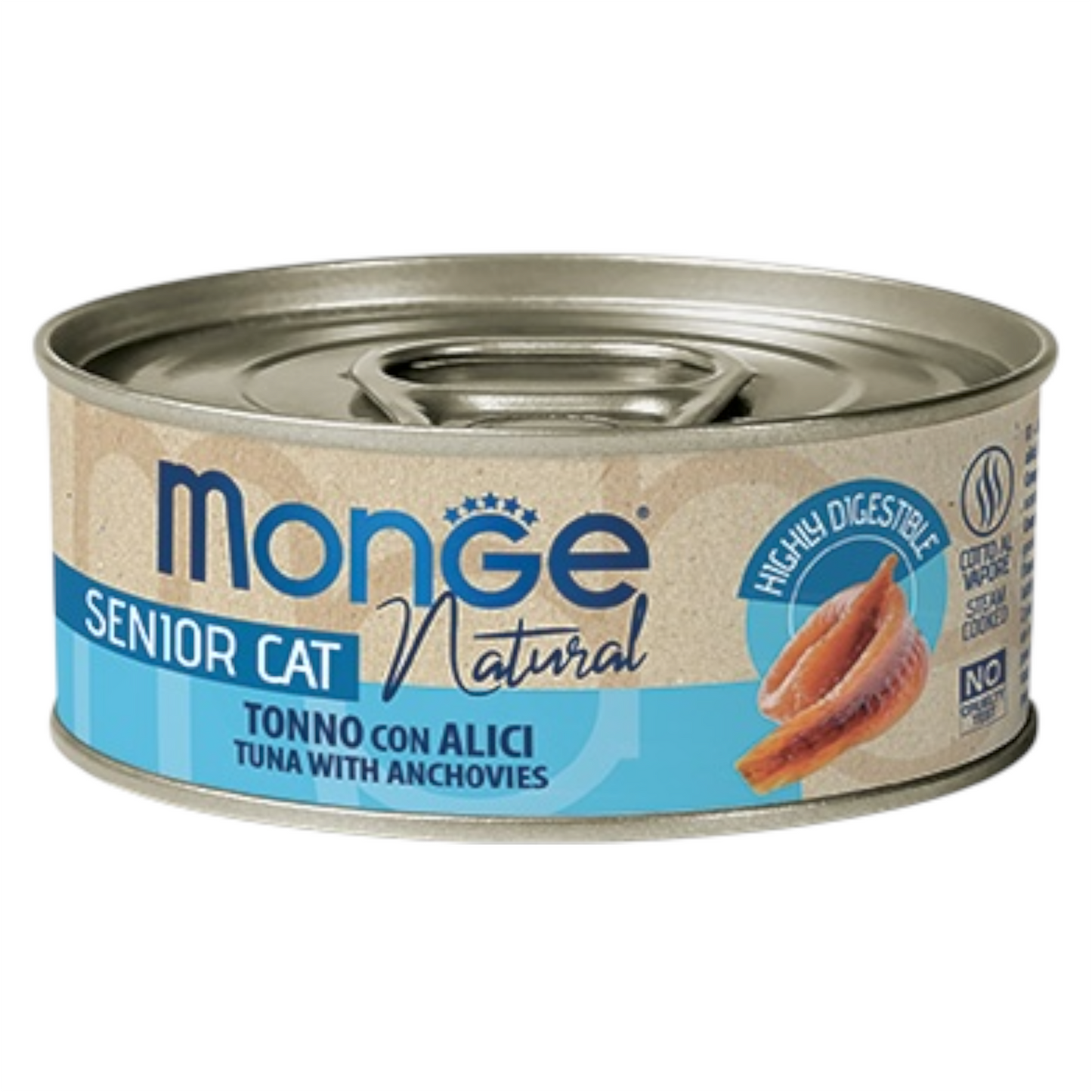 MONGE Gatto Natural Senior Tonno e Acciughine 80gr