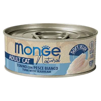 MONGE Gatto Natural Soft Jelly Tonno con Pesce Bianco 80gr