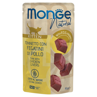 MONGE Gatto Natural Bustina Kitten Tonno con Fegatini di Pollo 80gr