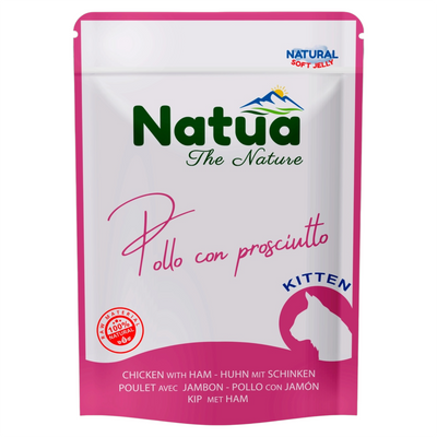 NATUA Gatto Busta Kitten Natural Pollo con Prosciutto 70Gr
