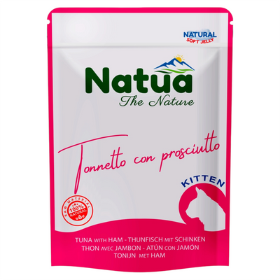 NATUA Gatto Busta Kitten Natural Tonno con Prosciutto 70Gr