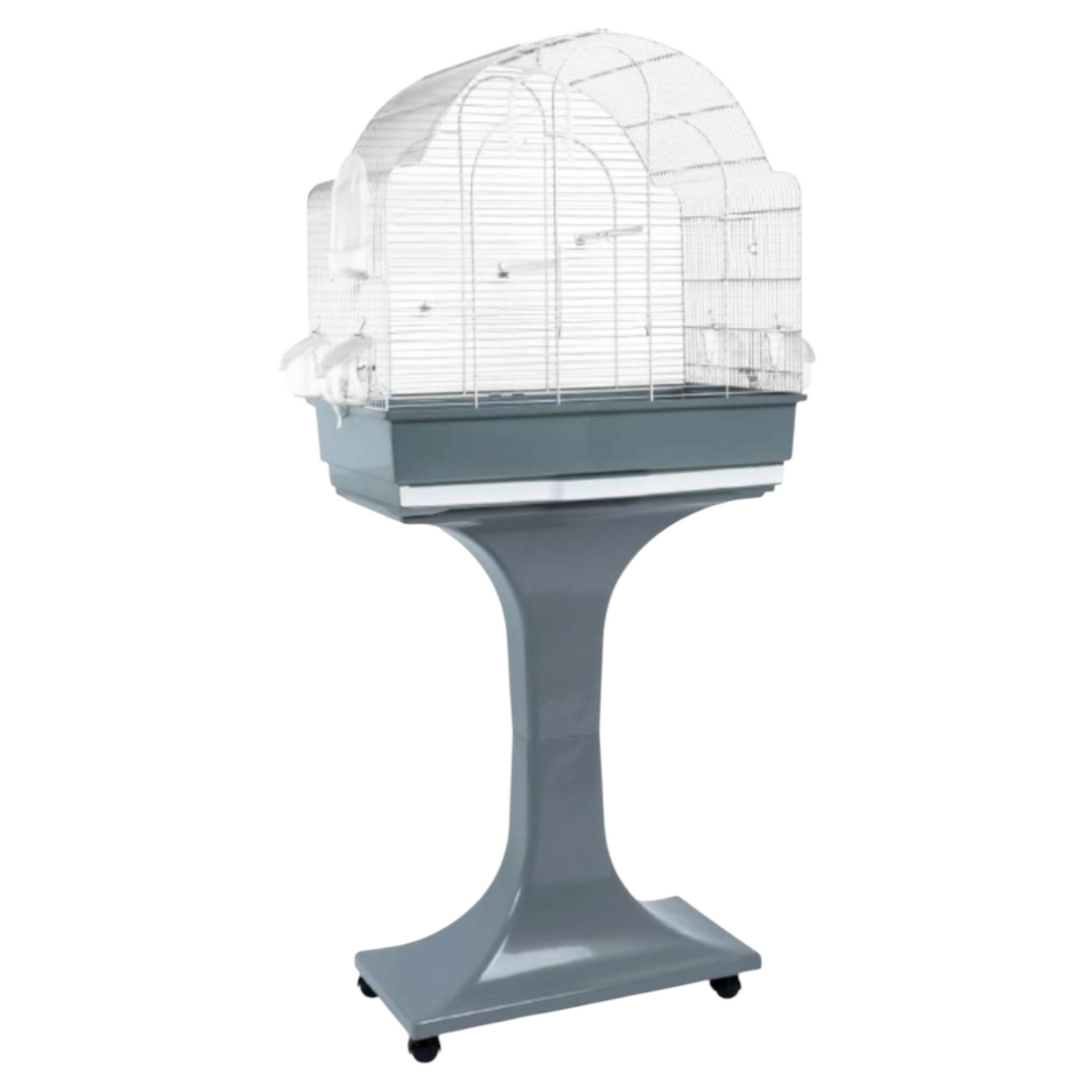 LEOPET Gabbia per Uccelli Chiara Bianca con Stand