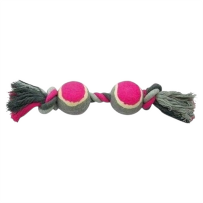 LEOPET Nodo in cotone con palle da tennis 33 cm