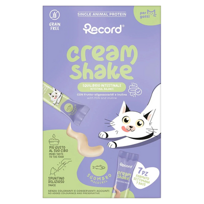 RECORD Snack Gatto Cream Shake Intestinal Sgombro 7pz