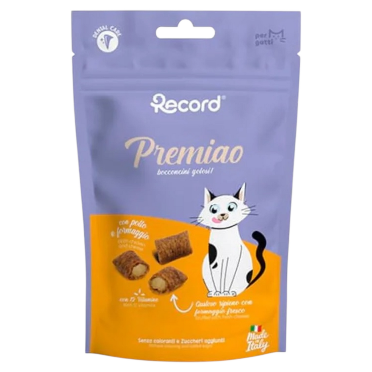 RECORD Snack Gatto Premiao Crunchy Pollo e Formaggio 50gr