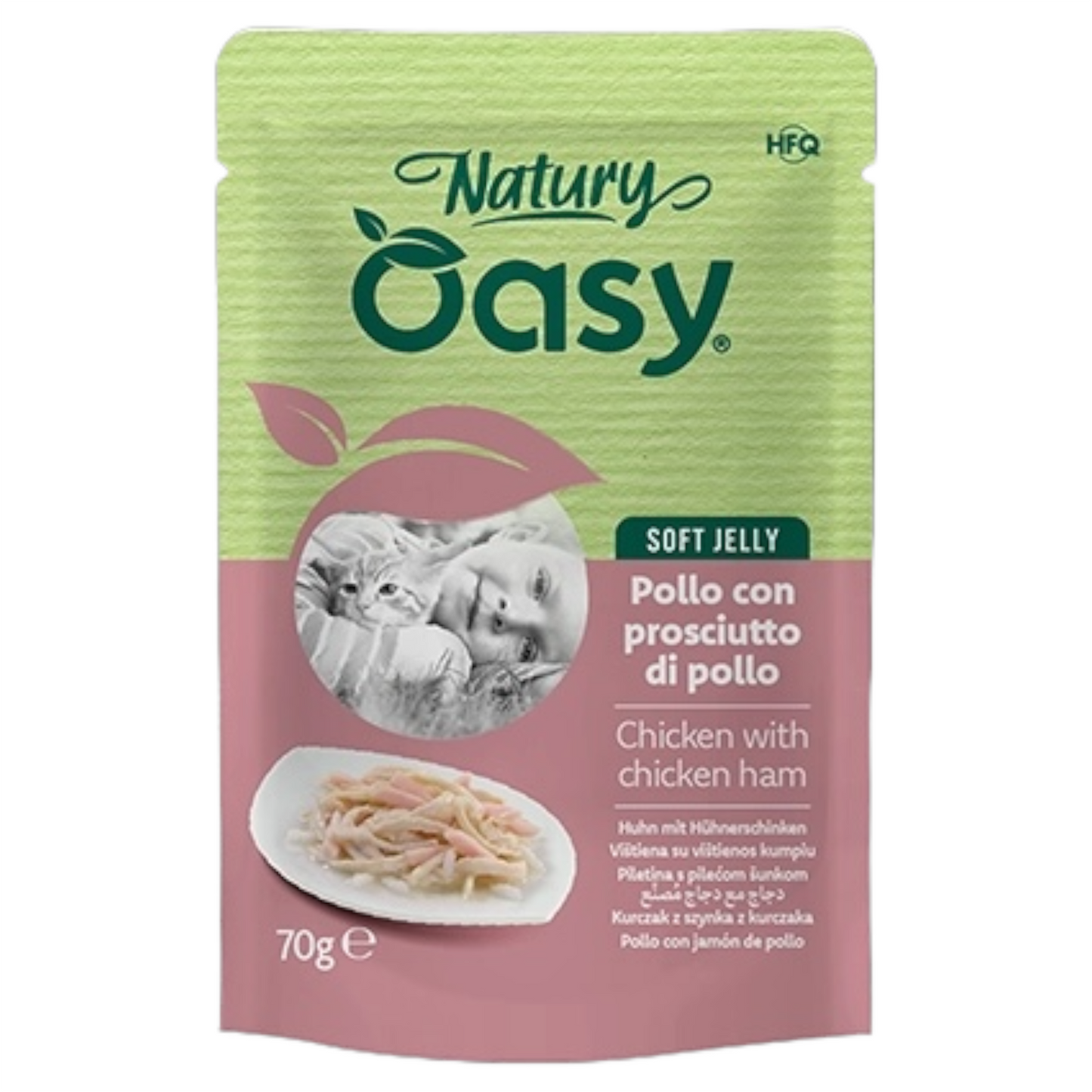 OASY Gatto Natury Soft Jelly Pollo con Prosciutto 70gr