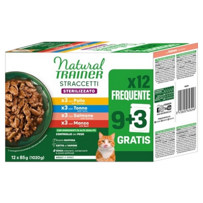 TRAINER Gatto Multipack Straccetti Adult Pollo Mix 9+3pz
