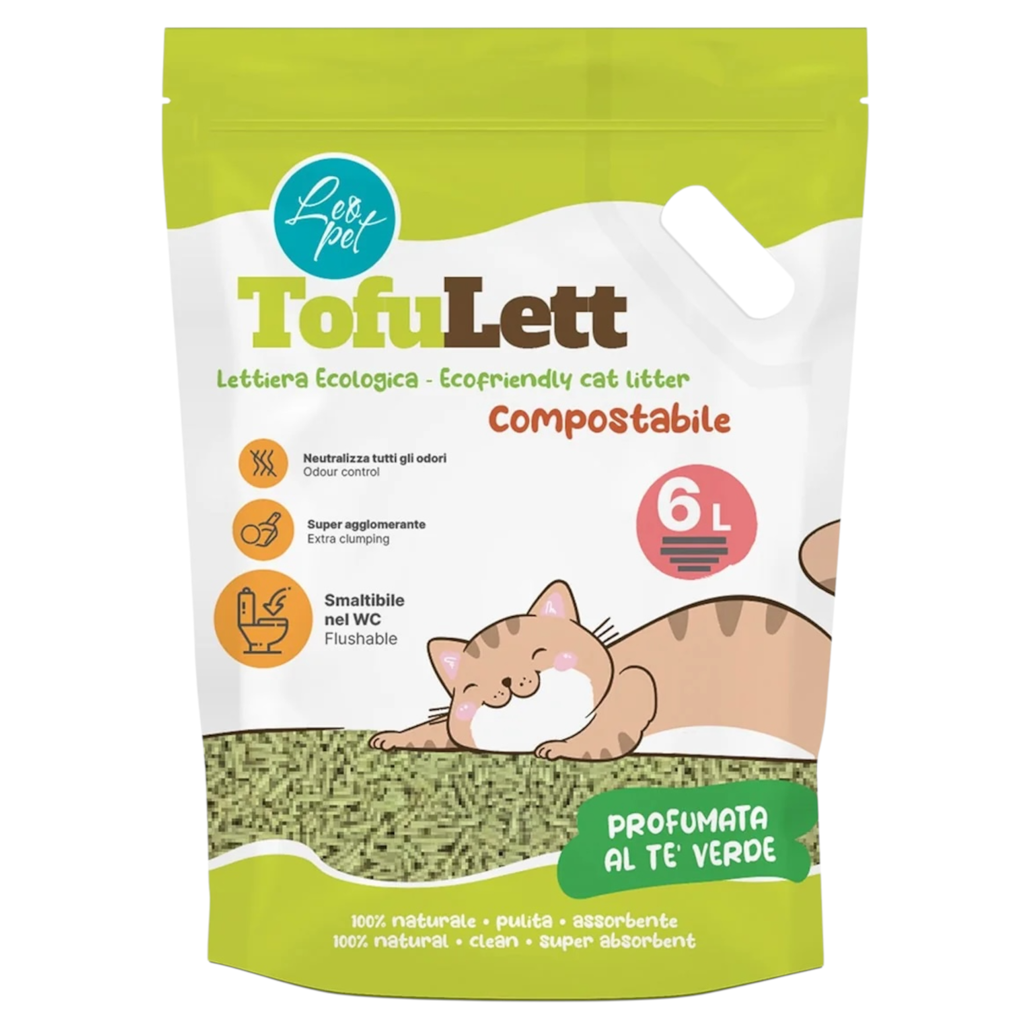 LEOPET Lettiera Tofulett Tè Verde 6 Litri