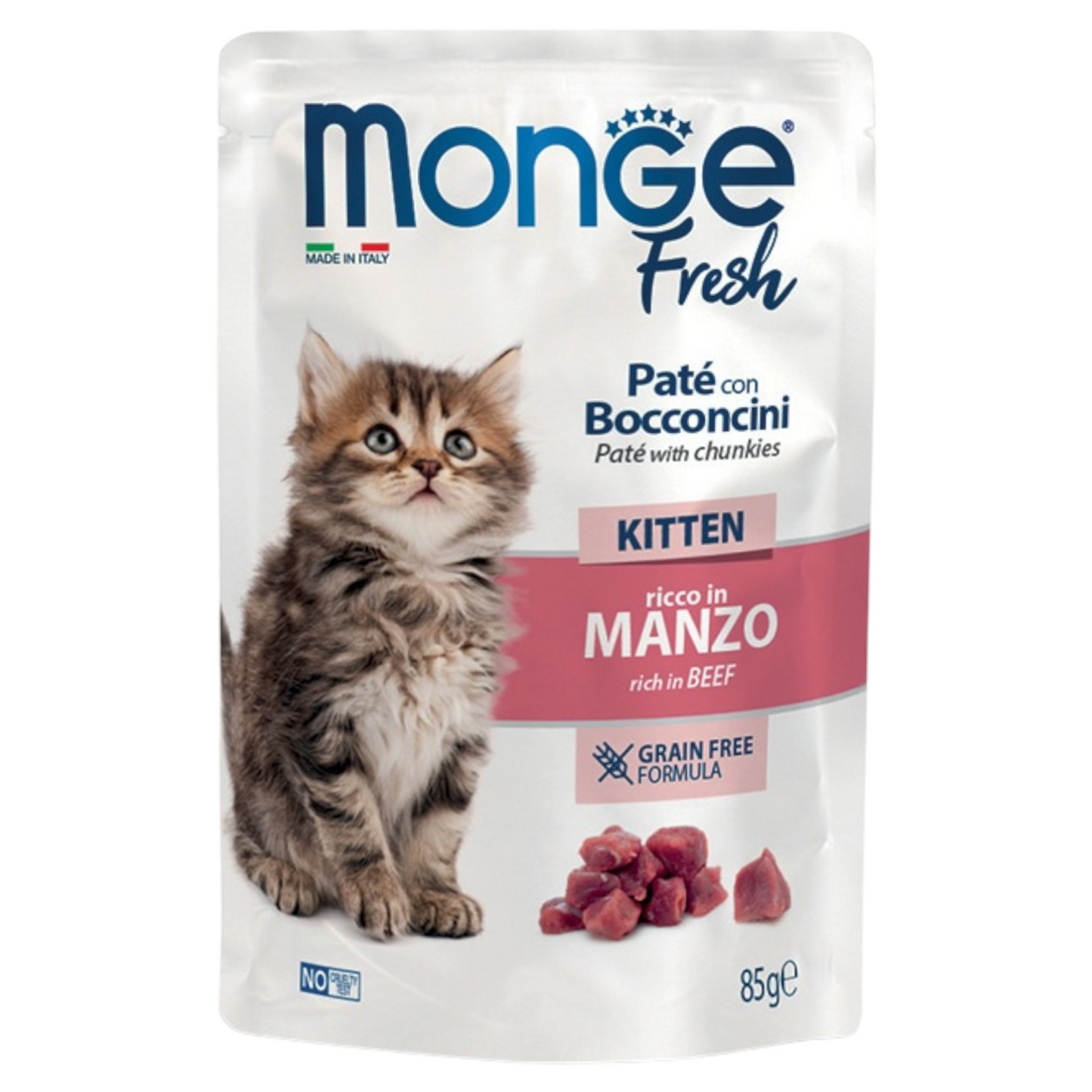 MONGE Fresh Gatto Kitten Patè GF Manzo 85gr