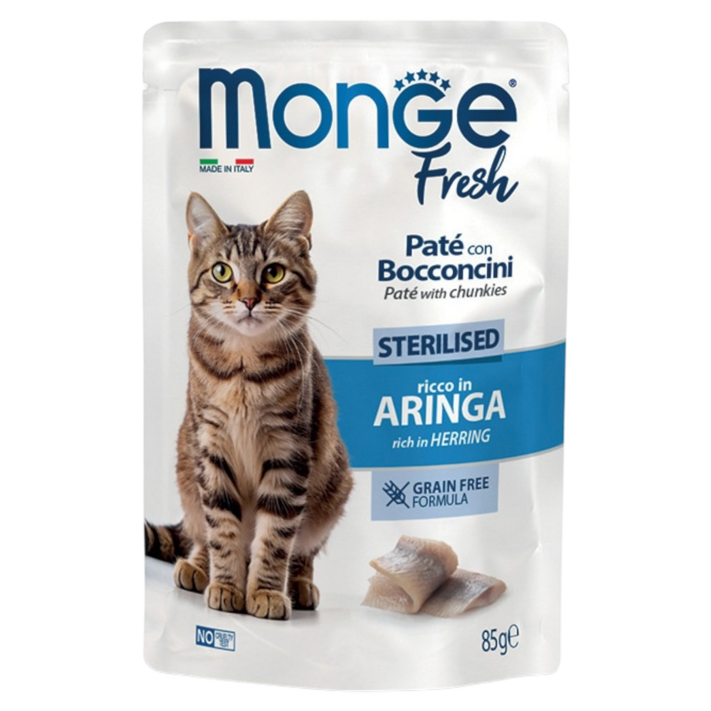 MONGE Fresh Gatto Sterilised Patè GF Aringa 85gr