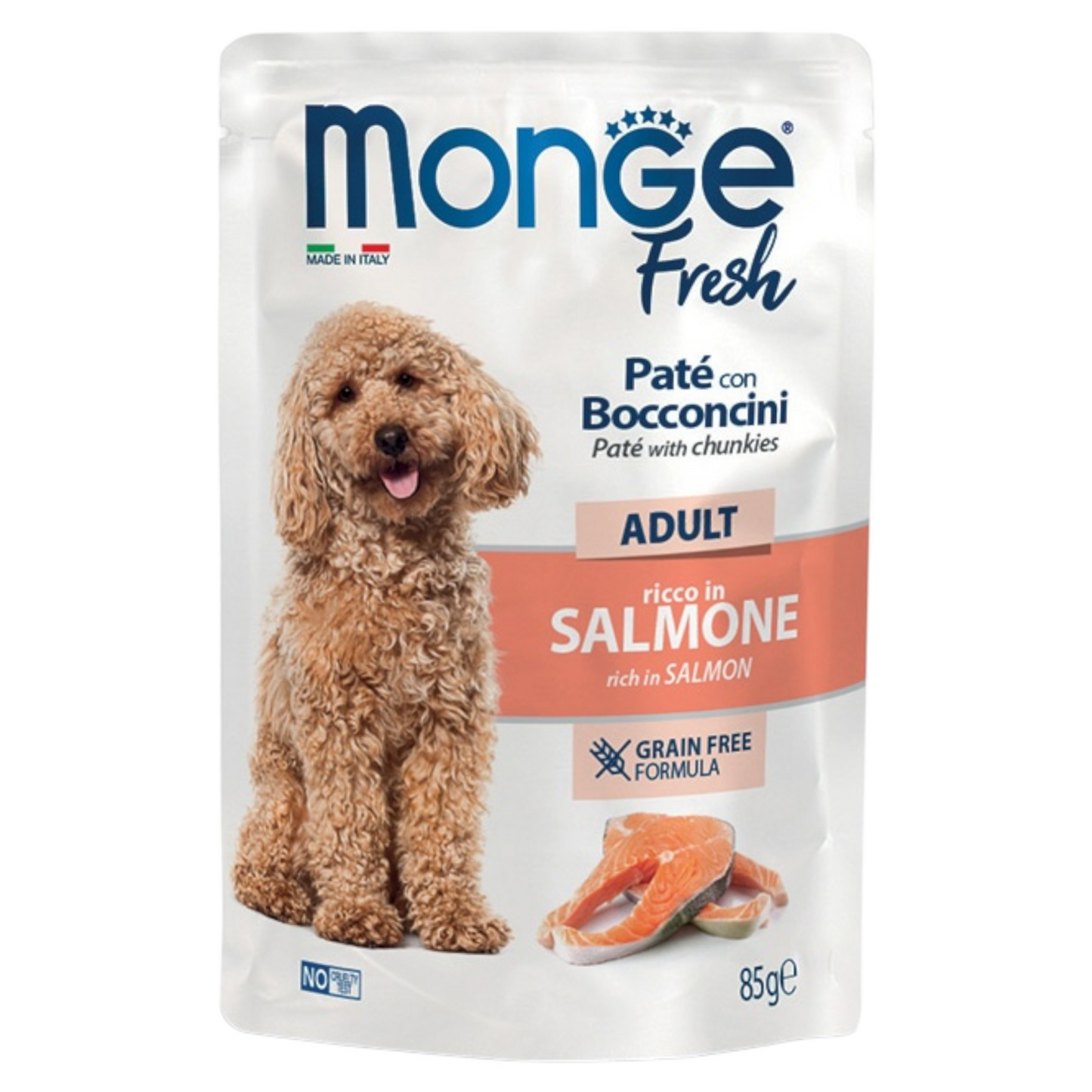 MONGE Fresh Cane Adult Patè GF Salmone 85gr