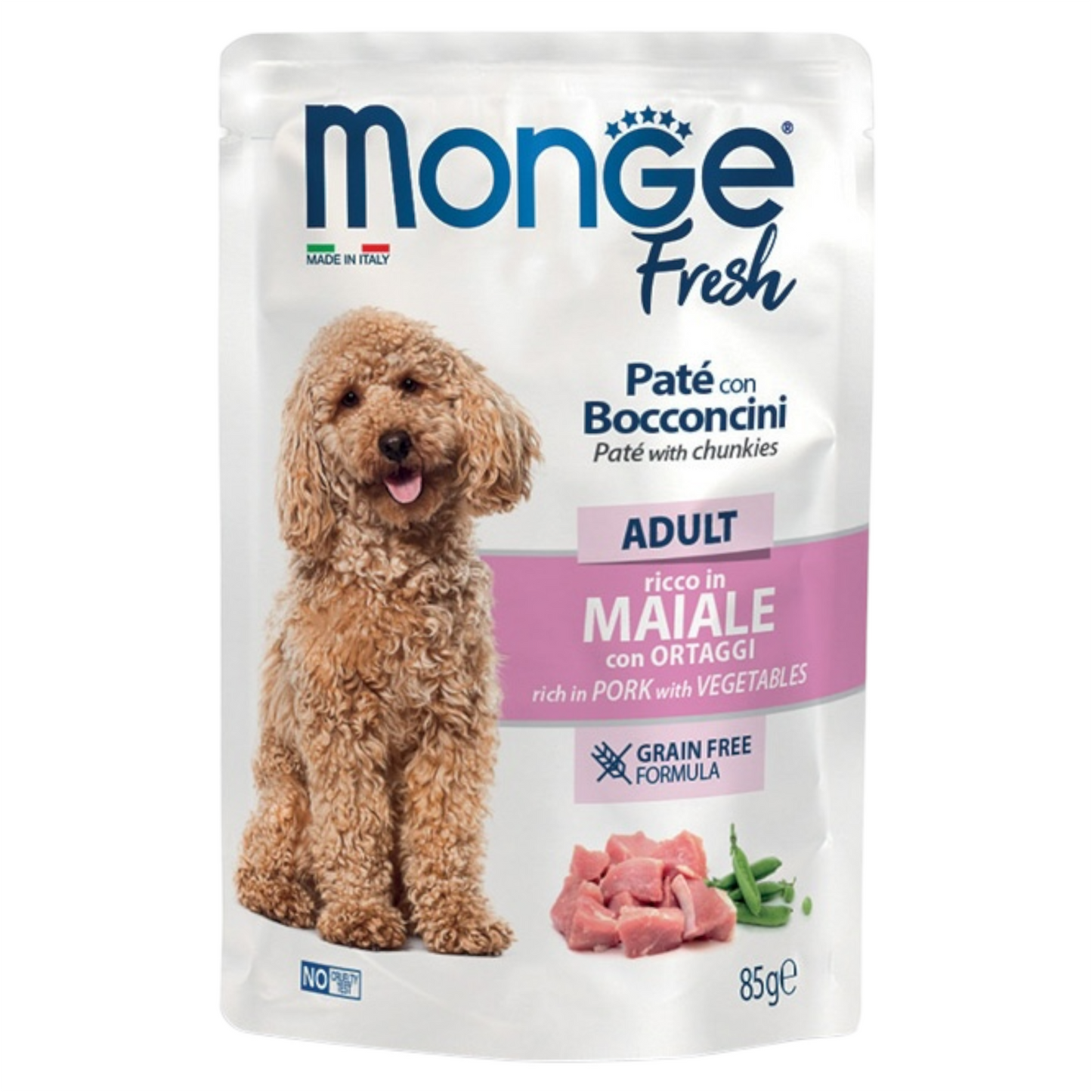 MONGE Fresh Cane Adult Patè GF Maiale 85gr