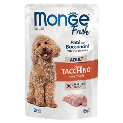 MONGE Fresh Cane Adult Patè GF Tacchino 85gr