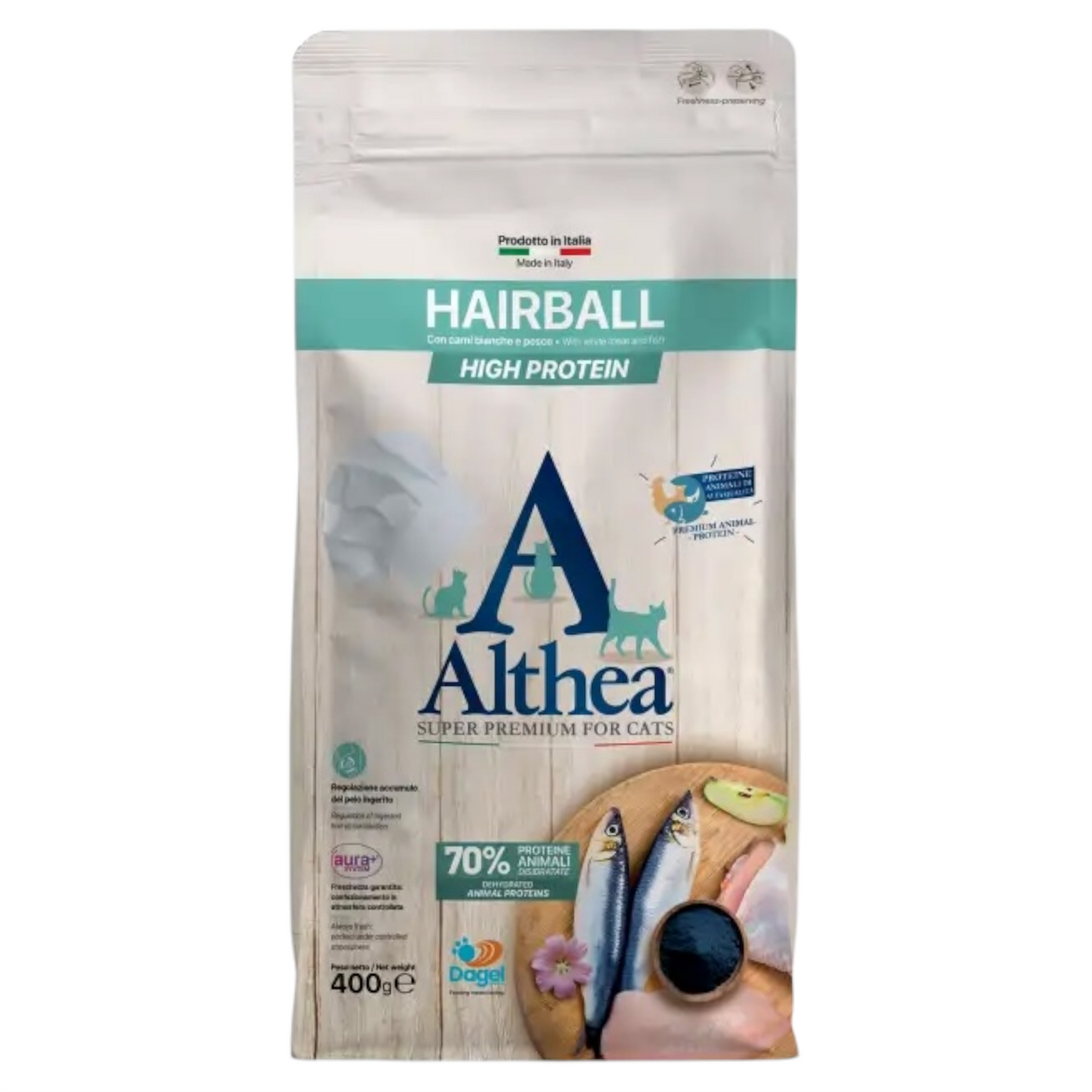 ALTHEA Gatto Hairball Carni Bianche e Pesce 400gr