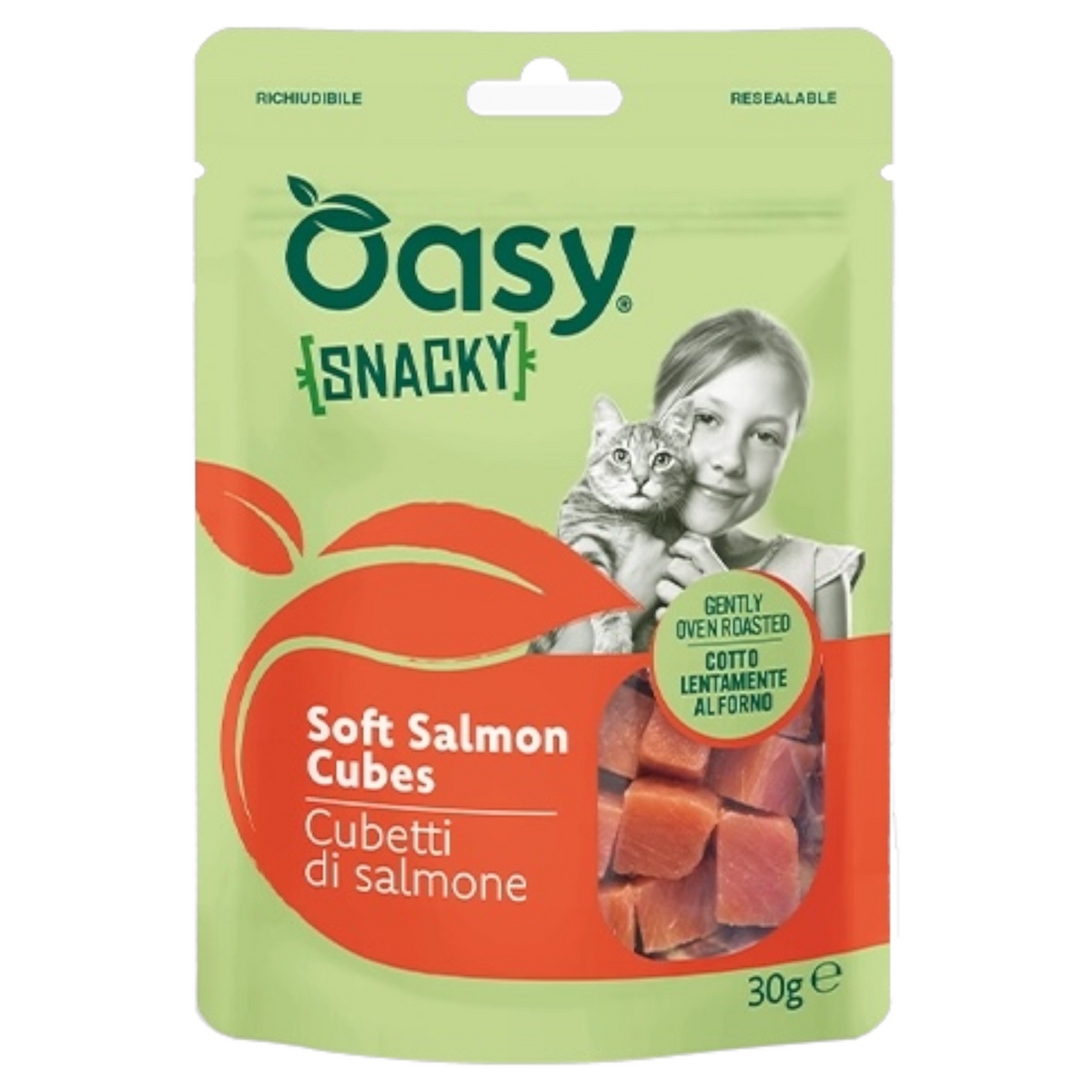 OASY Gatto Snacky Soft Cubes Salmone 30gr