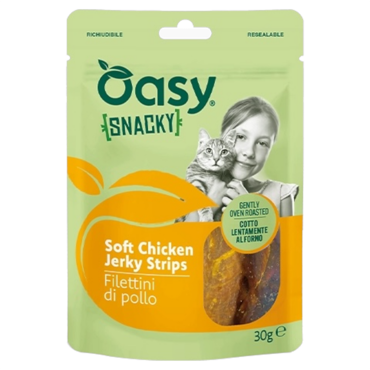 OASY Gatto Snacky Soft Jerky Strips Pollo 30gr