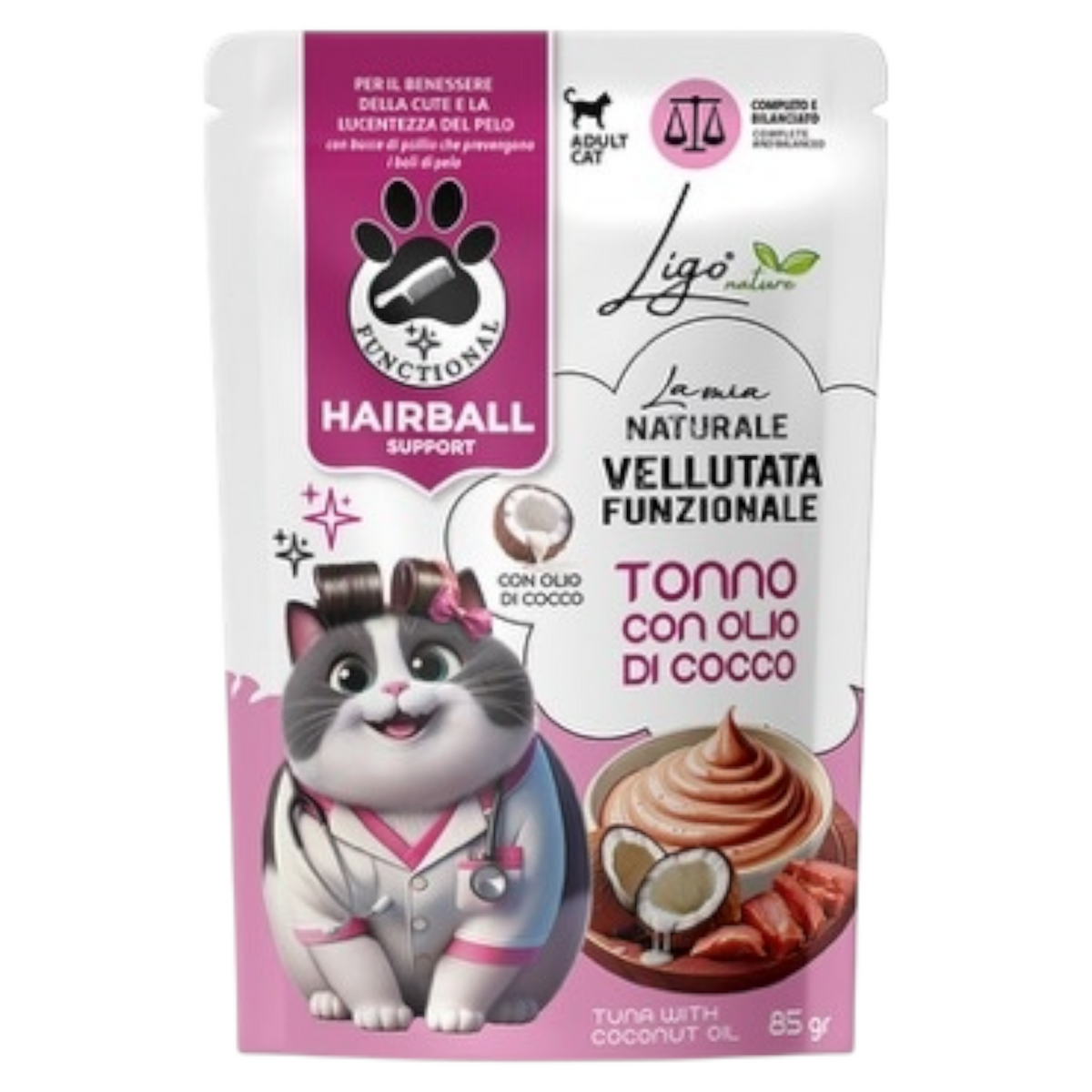 LIGO Vellutata Hairball Support Tonno con Olio di Cocco 85gr