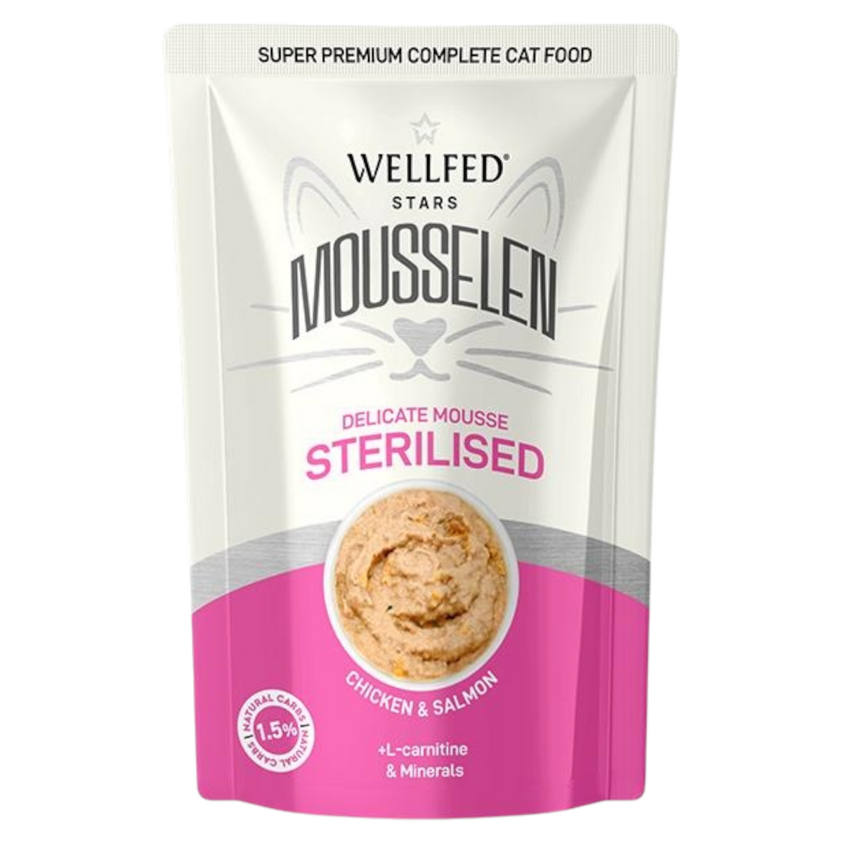 WELLFED Gatto Mousselen Sterilised Pollo e Salmone 40gr