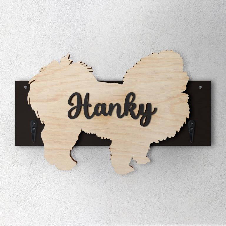 Pechinese - Porta guinzaglio e/o chiavi personalizzato con il nome del tuo cane