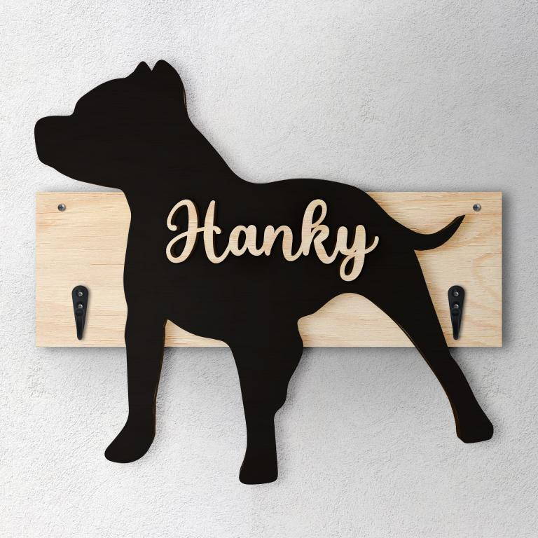 Pitbull - Porta guinzaglio e/o chiavi personalizzato con il nome del tuo cane