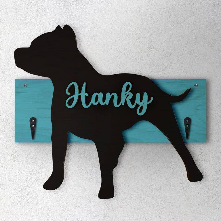 Pitbull - Porta guinzaglio e/o chiavi personalizzato con il nome del tuo cane