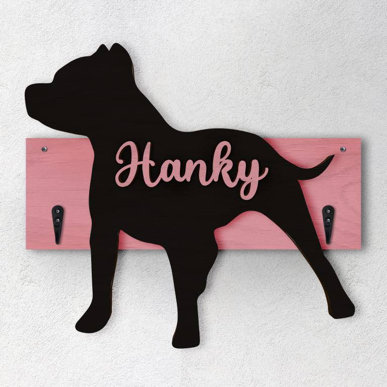 Pitbull - Porta guinzaglio e/o chiavi personalizzato con il nome del tuo cane