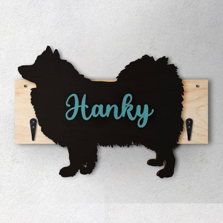 Spitz Giapponese - Porta guinzaglio e/o chiavi personalizzato con il nome del tuo cane