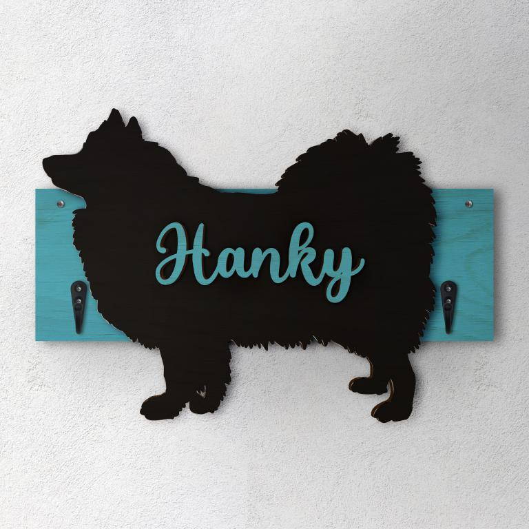 Spitz Giapponese - Porta guinzaglio e/o chiavi personalizzato con il nome del tuo cane