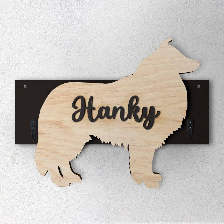 Pastore Scozzese - Porta guinzaglio e/o chiavi personalizzato con il nome del tuo cane